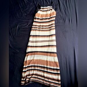 Striped crocheted midi dress